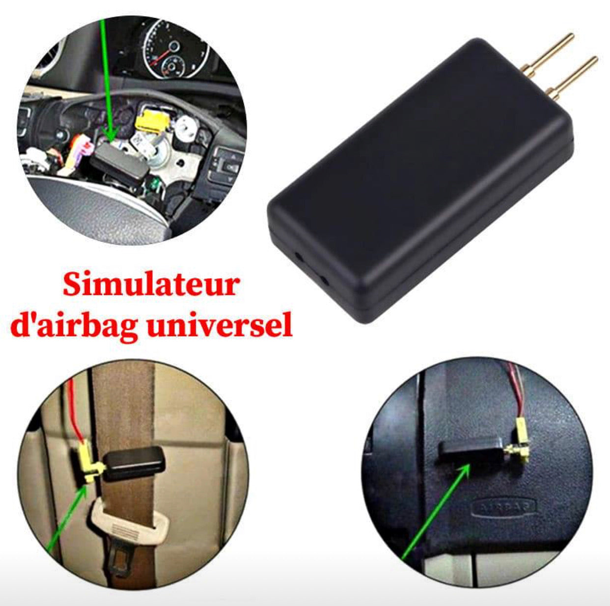 Newseego Simulateur D'airbag, Simulateur D'airbag de Voiture SRS Faute  Constatant L'outil de Réparation - Noir : : Auto et Moto