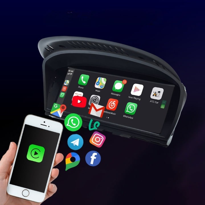 Ecran autoradio bmw série 3 et série 5 e90 et e60 android fonction bluetooth carplay message application playstore