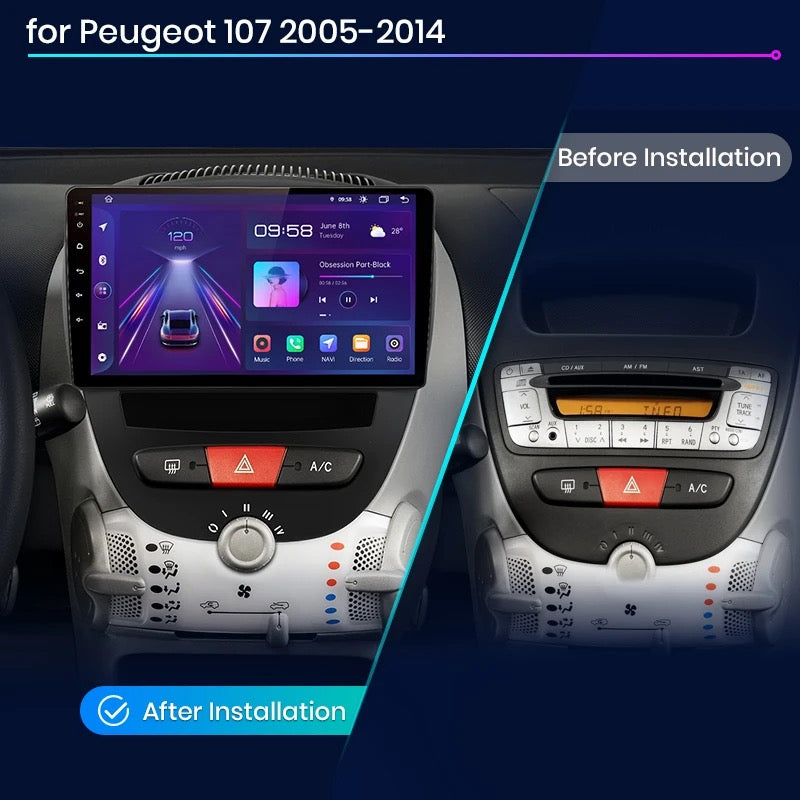 Autoradio multimédia Android pour Toyota AYGO / Citroën C1 / Peugeot 107 (2005-2014)